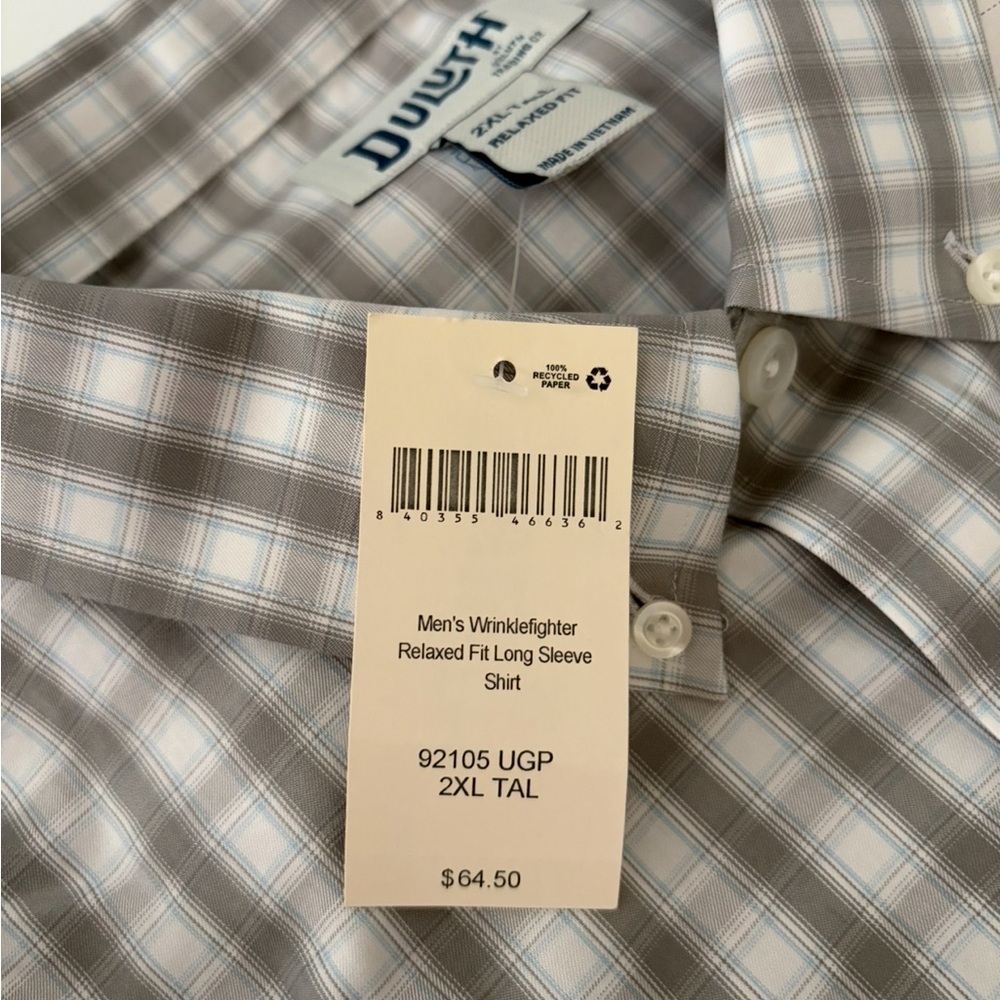 Duluth Trading Co Wrinklefighter Relaxed Fit Long Sleeve Shirt size XXL Tall - Picture 12 of 12